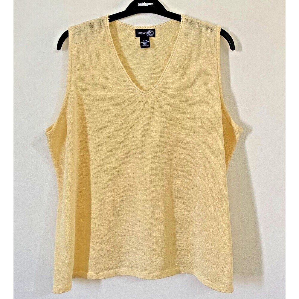 Venezia Jeans Tank Top V Neck Size 26/28 Knit Yellow Sleeveless